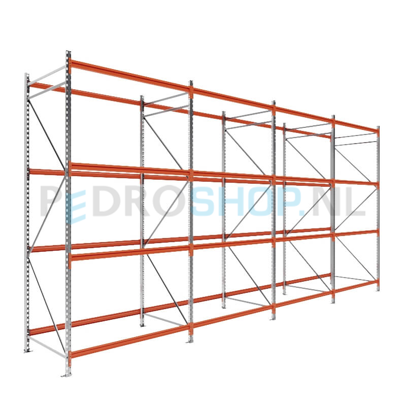 Grootvakstelling: 300cm (h) x 100cm (d) x 626cm (l) x 4 niveaus