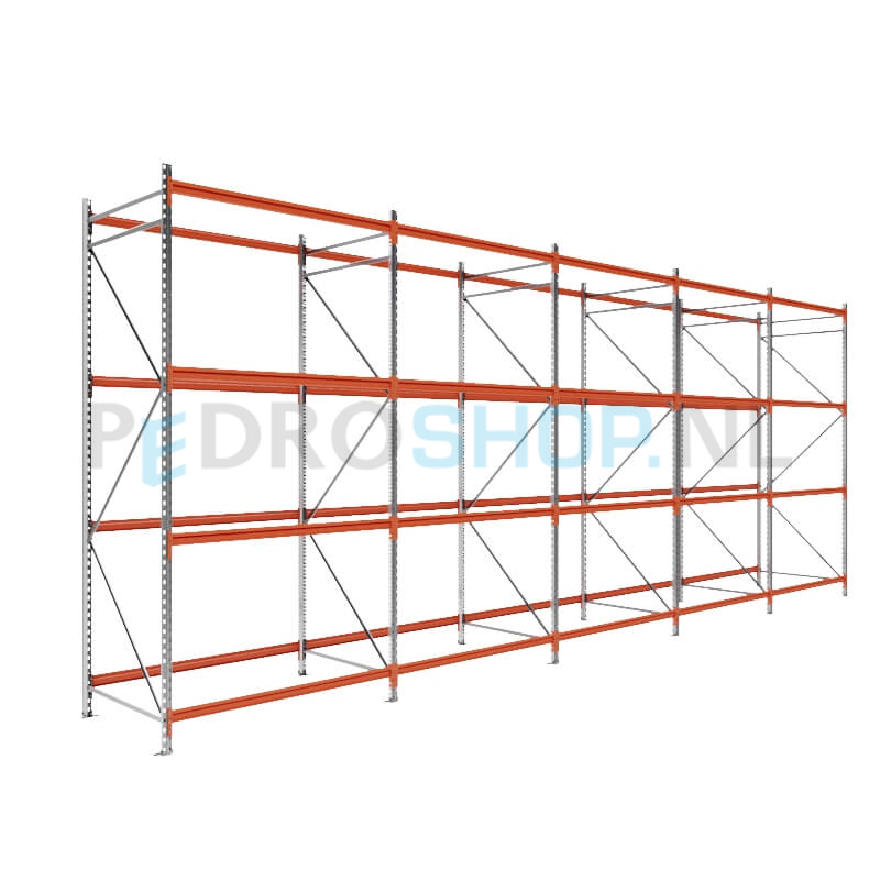 Grootvakstelling: 300cm (h) x 100cm (d) x 781.2cm (l) x 4 niveaus