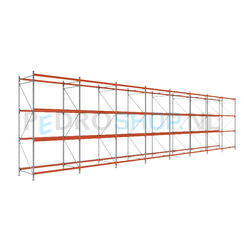 Grootvakstelling: 300cm (h) x 100cm (d) x 1246.8cm (l) x 4 niveaus