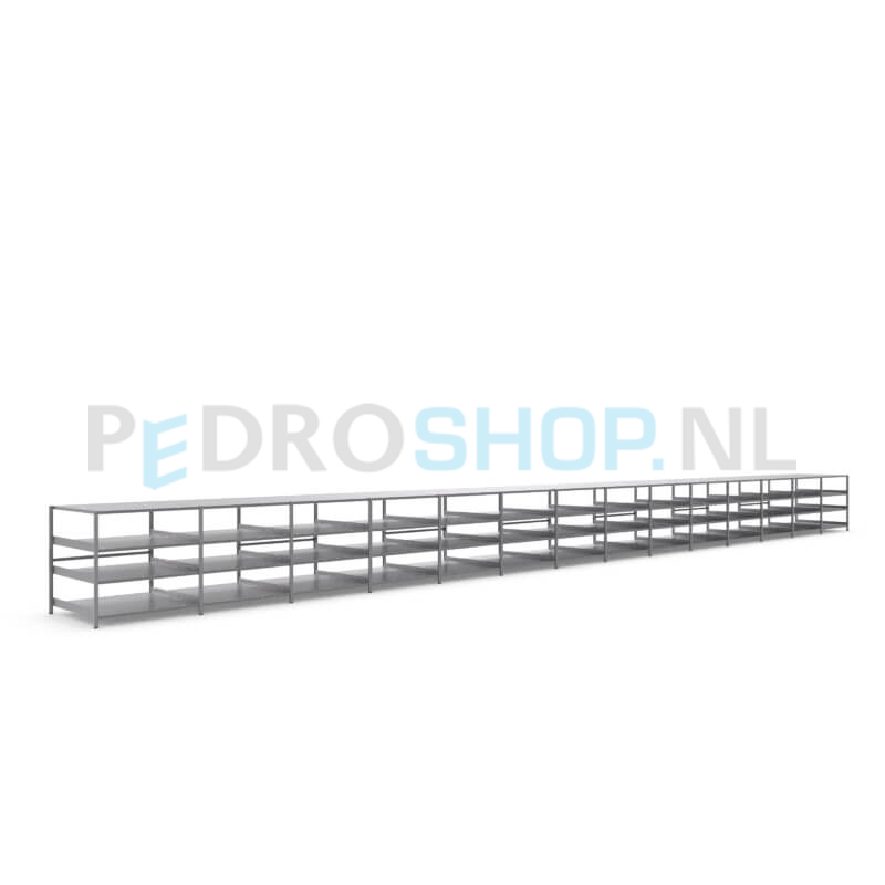 Metalen stellingkast: 100cm (h) x 100cm (d) x 1412cm (l)
