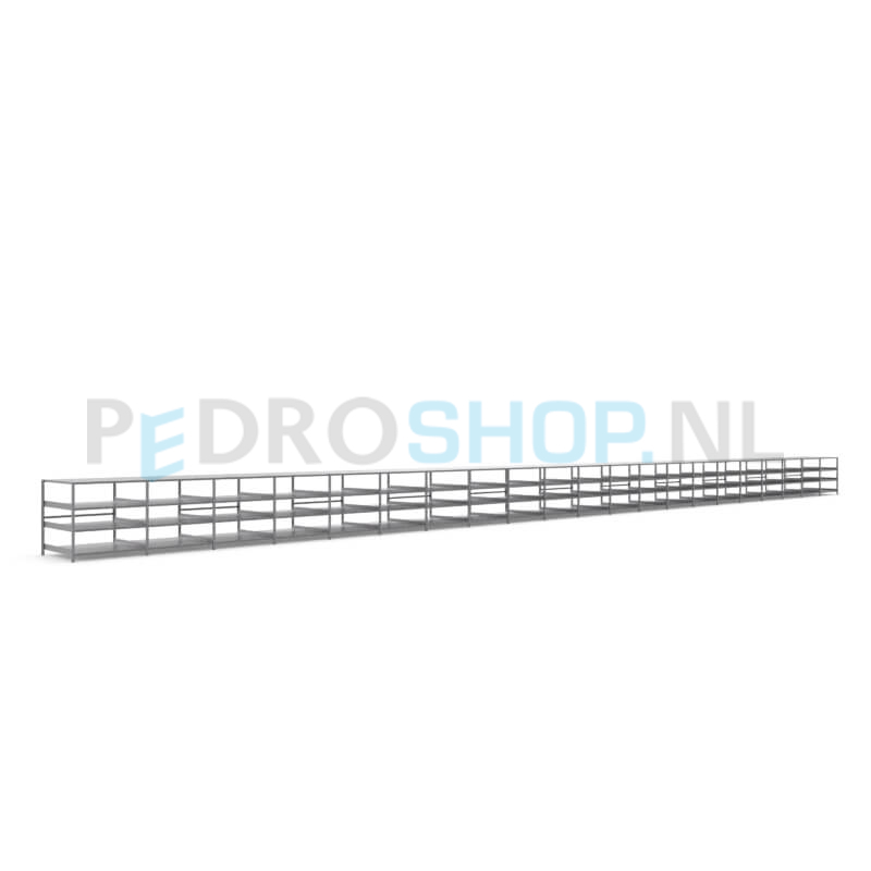 Metalen stellingkast: 100cm (h) x 100cm (d) x 2116.2cm (l)