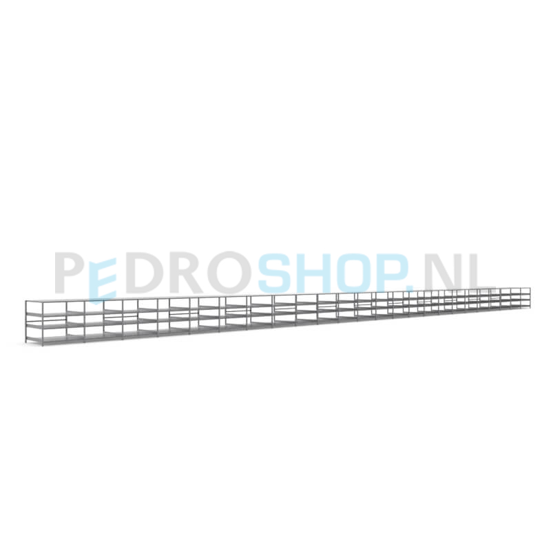 Metalen stellingkast: 100cm (h) x 100cm (d) x 2418cm (l)