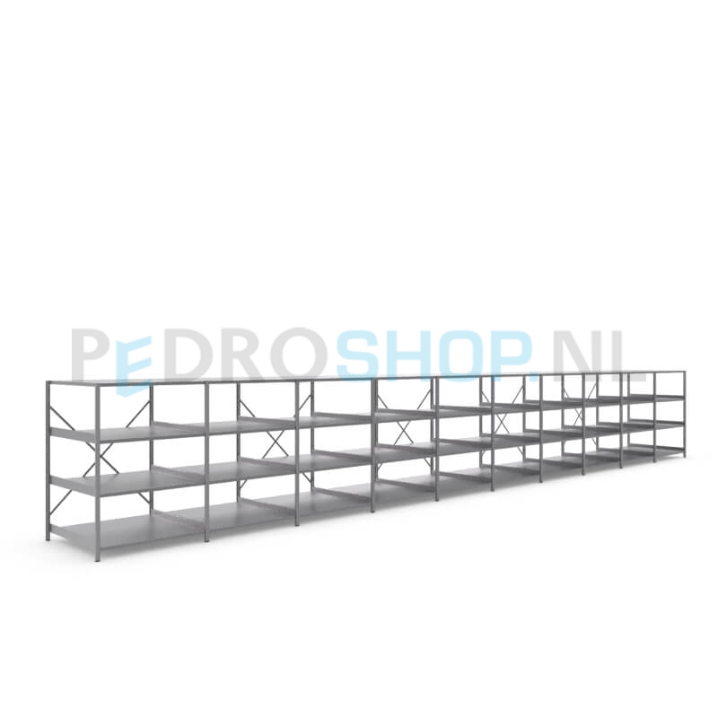 Metalen stellingkast: 140cm (h) x 100cm (d) x 1009.6cm (l)