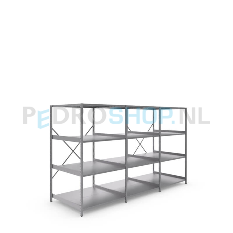 Metalen stellingkast: 180cm (h) x 100cm (d) x 305.4cm (l)
