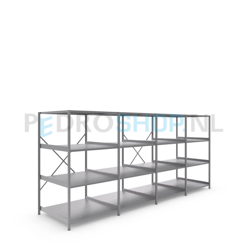Metalen stellingkast: 180cm (h) x 100cm (d) x 406cm (l)
