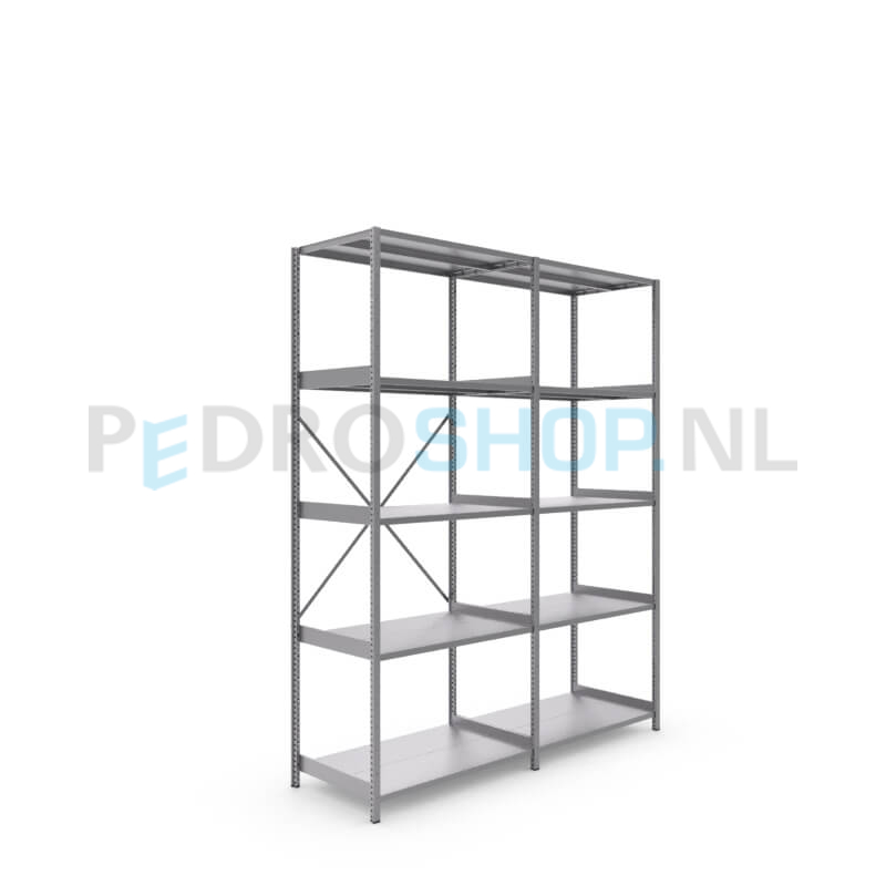 Metalen stellingkast: 250cm (h) x 60cm (d) x 204.8cm (l)