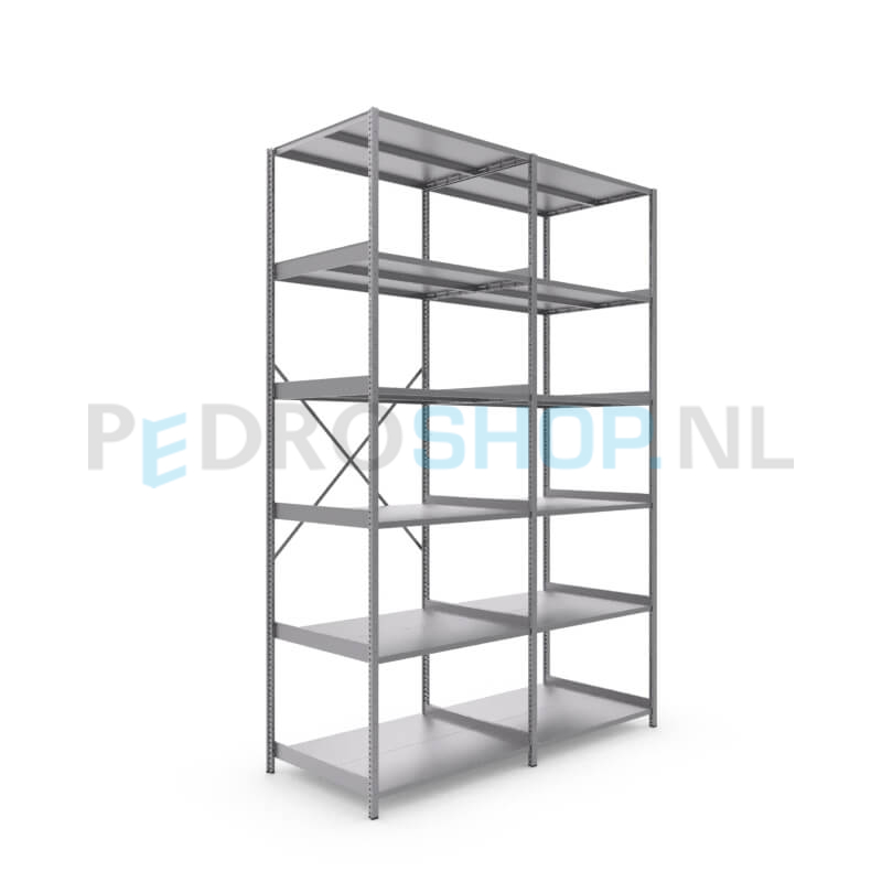 Metalen stellingkast: 300cm (h) x 80cm (d) x 204.8cm (l)
