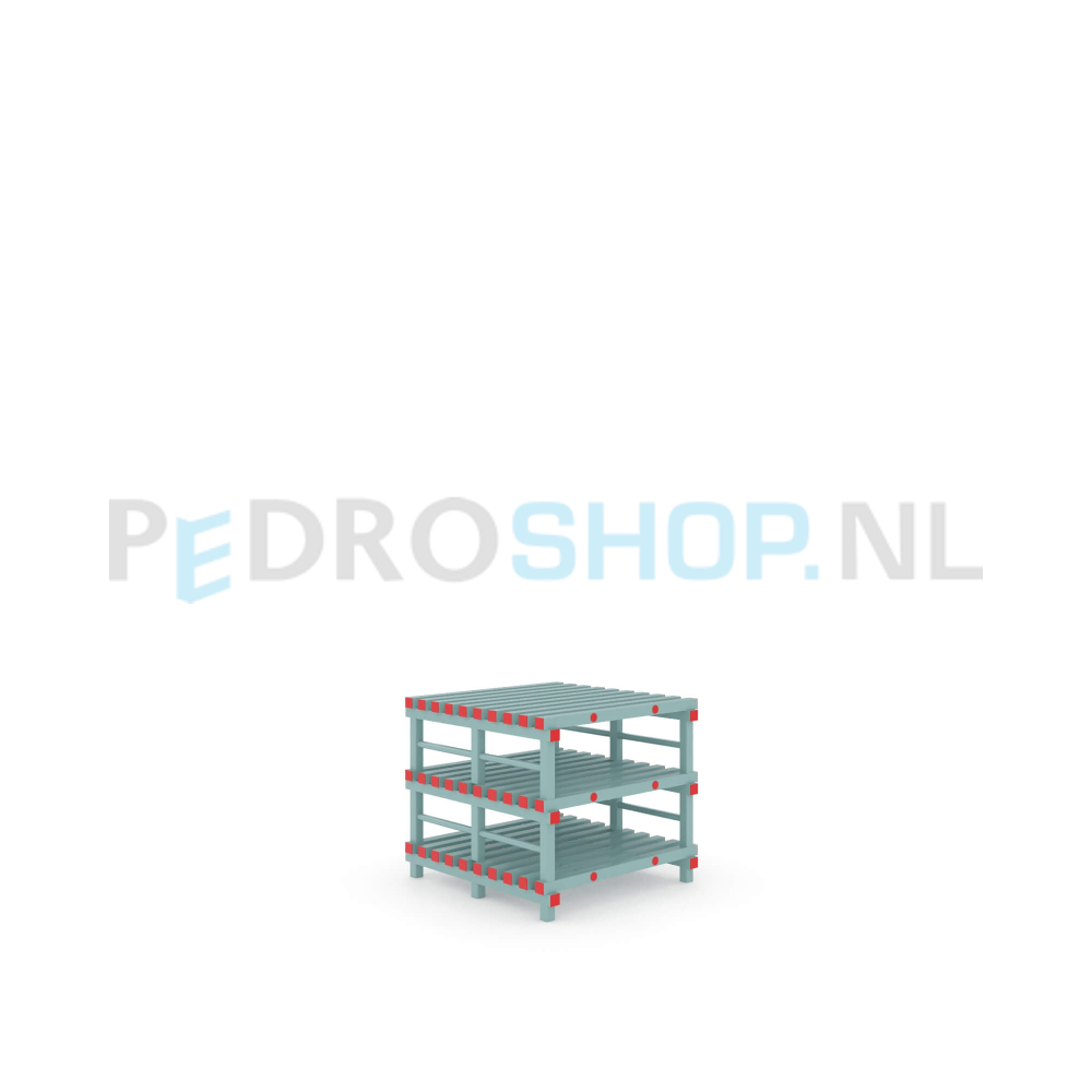 Kunststof stelling: 87cm (h) x 100cm (d) x 100cm (l)