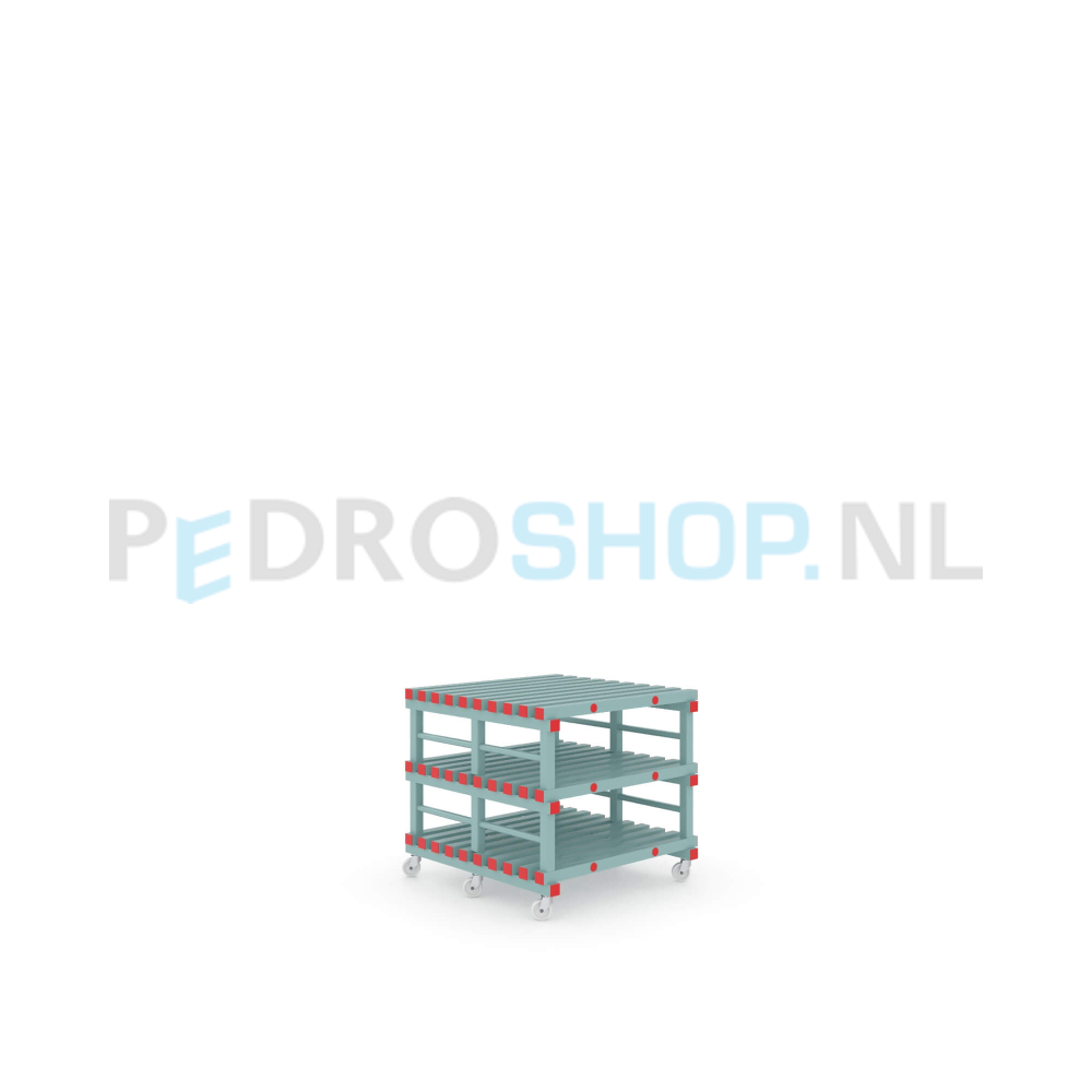 Kunststof stelling: 93cm (h) x 100cm (d) x 100cm (l)