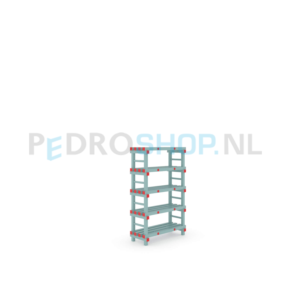 Kunststof stelling: 157cm (h) x 40cm (d) x 100cm (l)