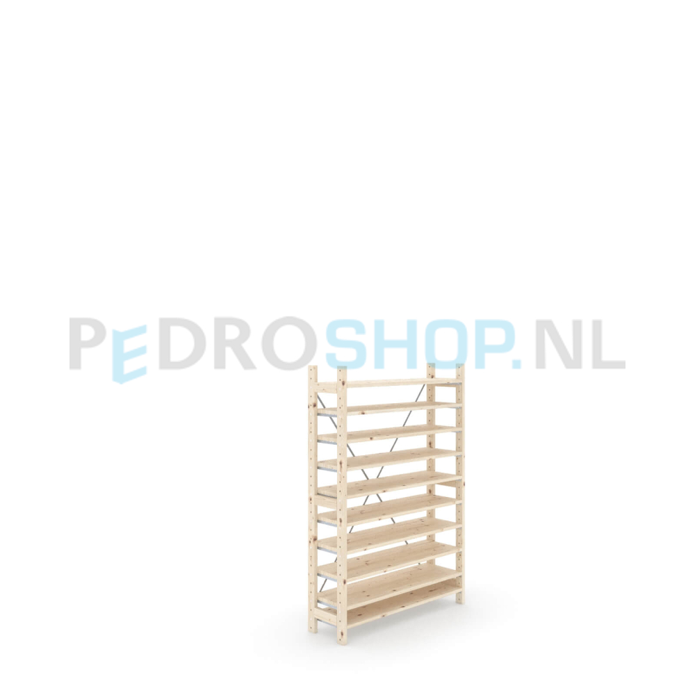 Houten stellingkast Easyrek: 150cm (h) x 30cm (d) x 103cm (l)