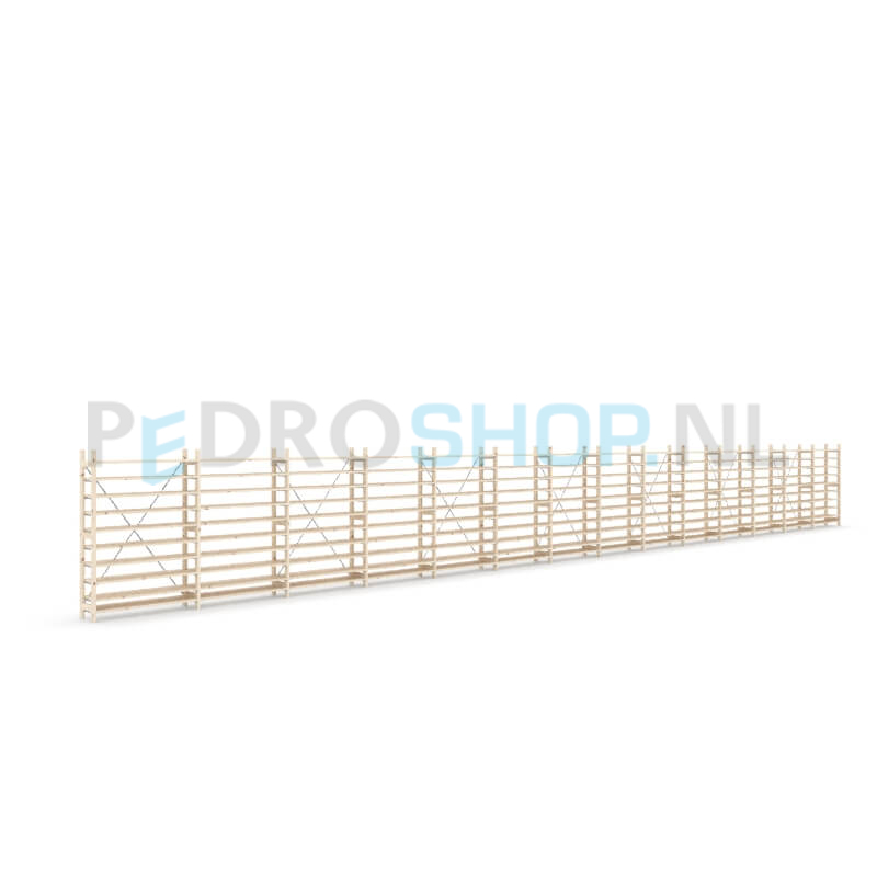 Houten stellingkast Easyrek: 150cm (h) x 30cm (d) x 1403cm (l)