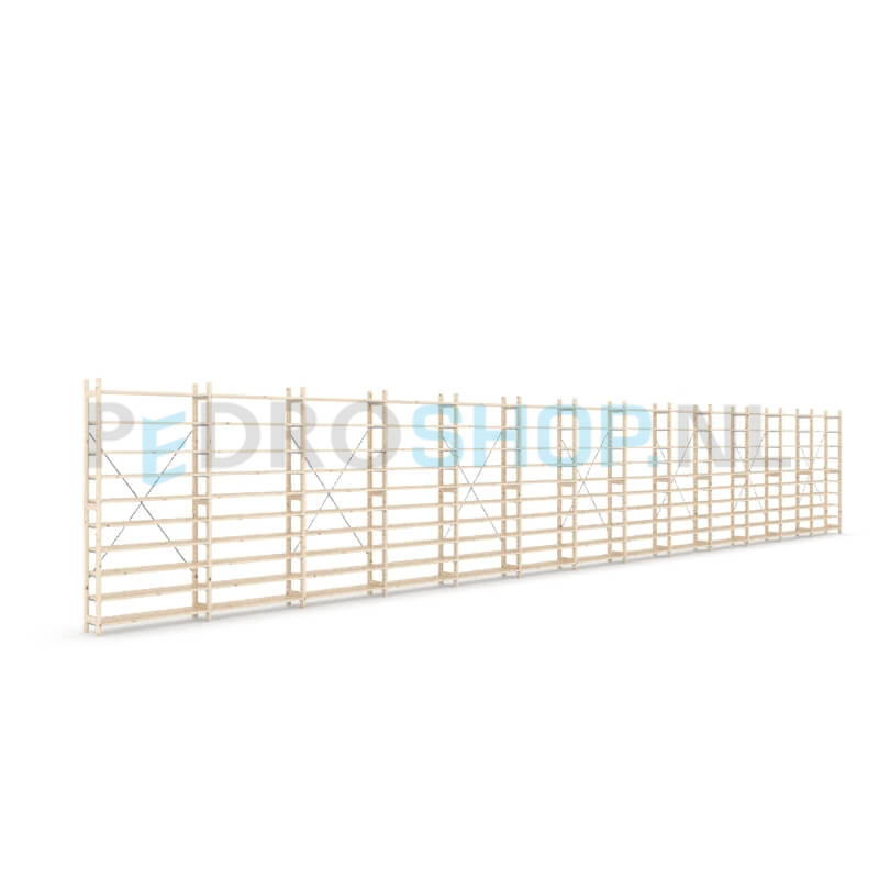 Houten stellingkast Easyrek: 210cm (h) x 30cm (d) x 1303cm (l)