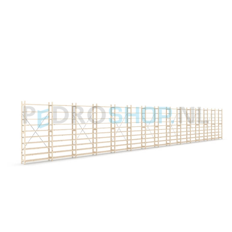 Houten stellingkast Easyrack: 210cm (h) x 30cm (d) x 1403cm (l)
