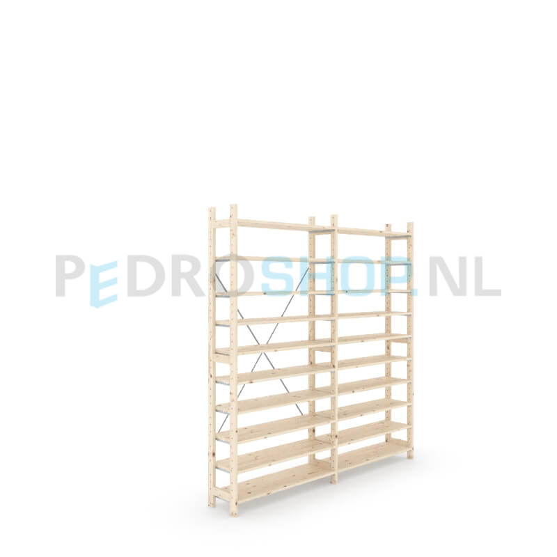 Houten stellingkast Easyrek: 210cm (h) x 30cm (d) x 203cm (l)