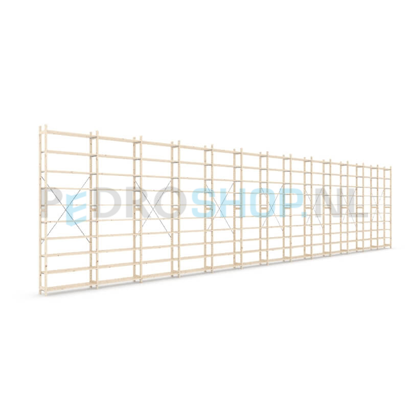 Houten stellingkast Easyrack: 300cm (h) x 30cm (d) x 1303cm (l)
