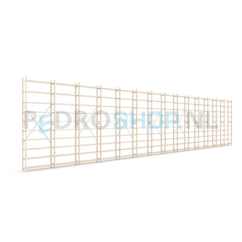 Houten stellingkast Easyrack: 300cm (h) x 30cm (d) x 1403cm (l)