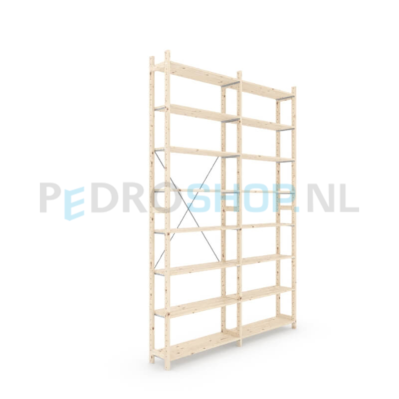Houten stellingkast Easyrack: 300cm (h) x 30cm (d) x 203cm (l)