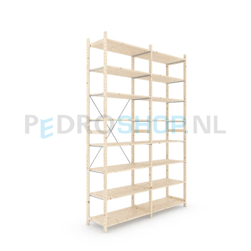 Houten stellingkast Easyrack: 300cm (h) x 50cm (d) x 203cm (l)