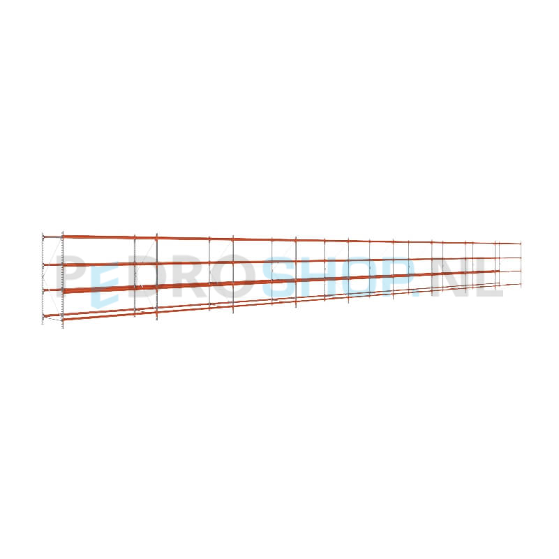 Grootvakstelling: 200cm (h) x 100cm (d) x 2077cm (l) x 4 niveaus