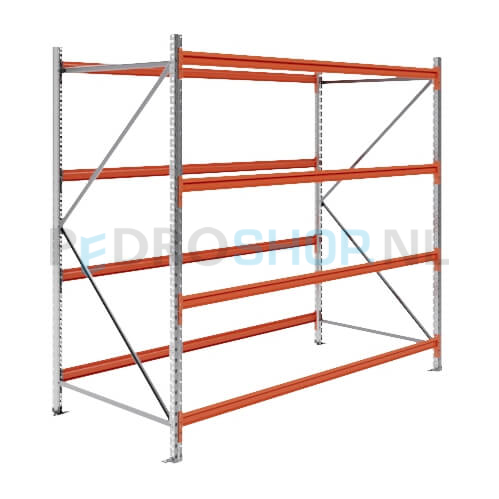 Grootvakstelling: 200cm (h) x 100cm (d) x 235.4cm (l) x 4 niveaus