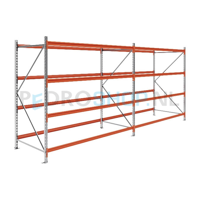 Grootvakstelling: 200cm (h) x 100cm (d) x 465.6cm (l) x 4 niveaus