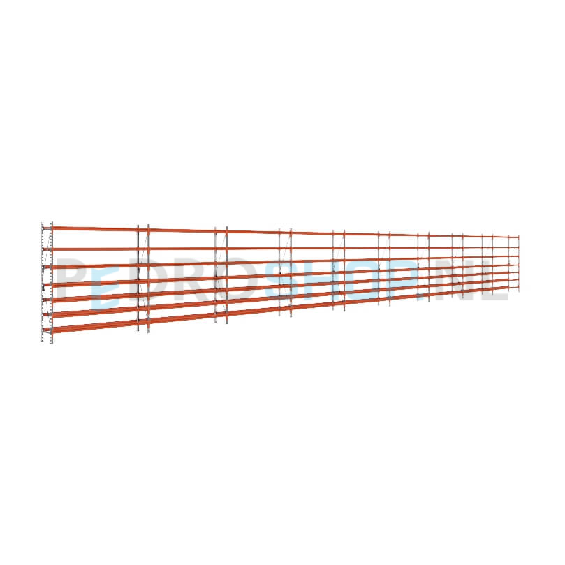 Grootvakstelling: 200cm (h) x 40cm (d) x 1717cm (l) x 7 niveaus