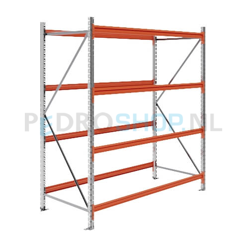 Grootvakstelling: 200cm (h) x 80cm (d) x 195.4cm (l) x 4 niveaus