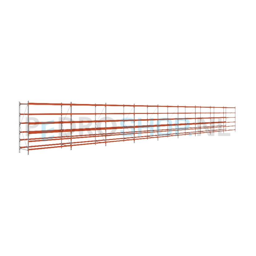Grootvakstelling: 200cm (h) x 80cm (d) x 1717cm (l) x 6 niveaus