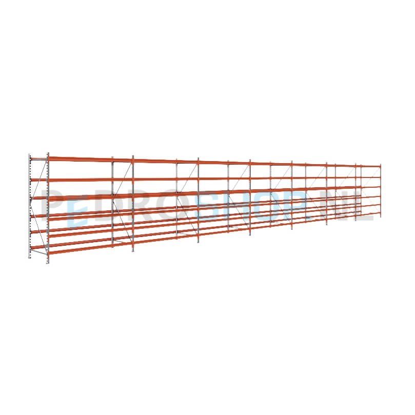 Grootvakstelling: 200cm (h) x 80cm (d) x 1336.6cm (l) x 6 niveaus