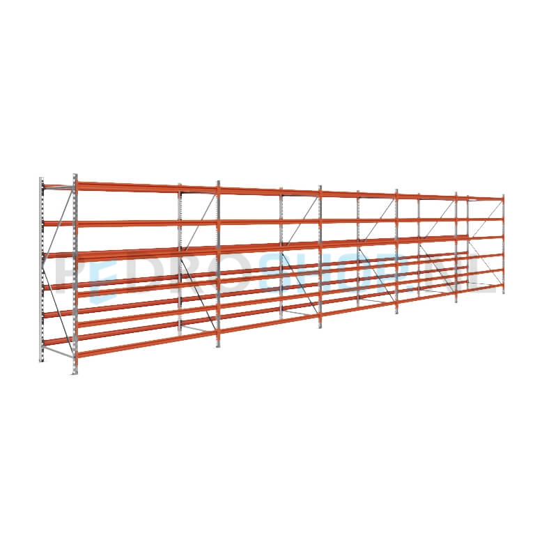 Grootvakstelling: 200cm (h) x 80cm (d) x 956.2cm (l) x 6 niveaus