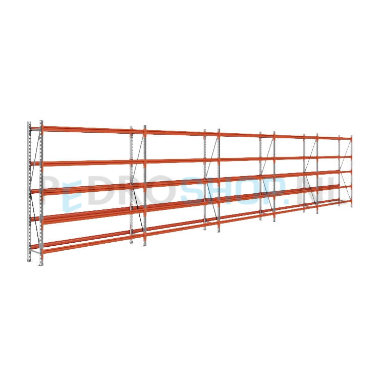 Grootvakstelling: 200cm (h) x 40cm (d) x 956.2cm (l) x 5 niveaus