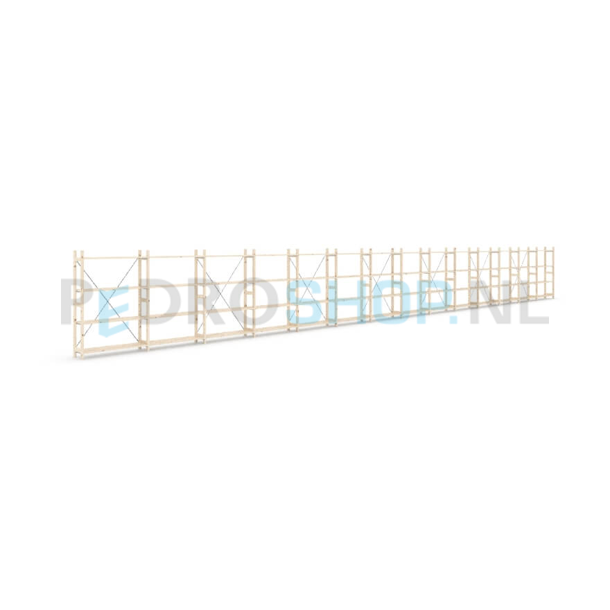 Houten stellingkast Easyrack: 150cm (h) x 30cm (d) x 1403cm (l)