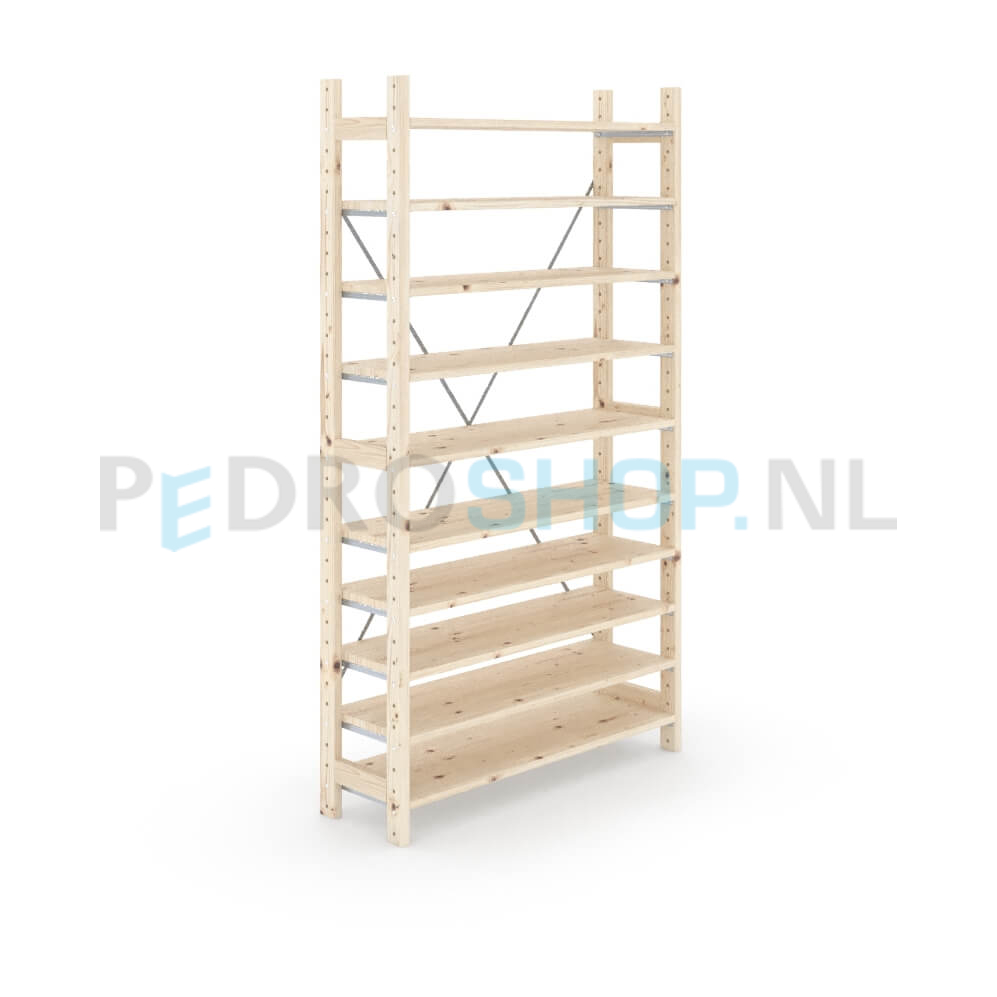 Houten stellingkast Easyrek: 180cm (h) x 30cm (d) x 103cm (l)