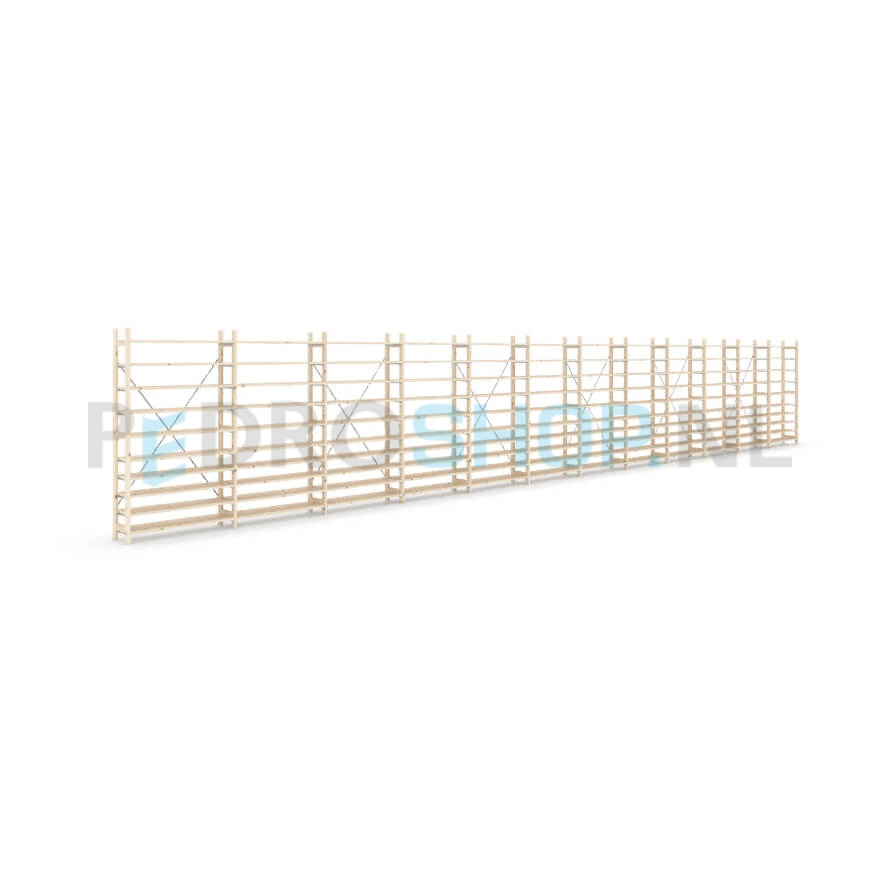 Houten stellingkast Easyrek: 180cm (h) x 30cm (d) x 1203cm (l)