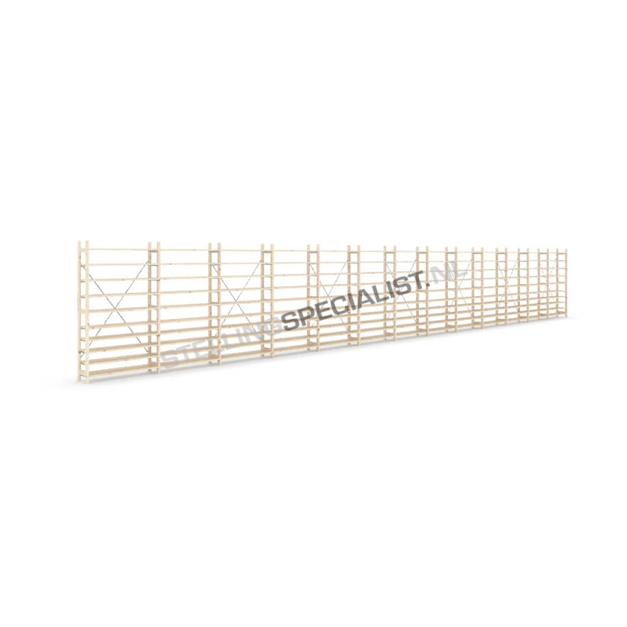 Houten stellingkast Easyrek: 180cm (h) x 30cm (d) x 1303cm (l)