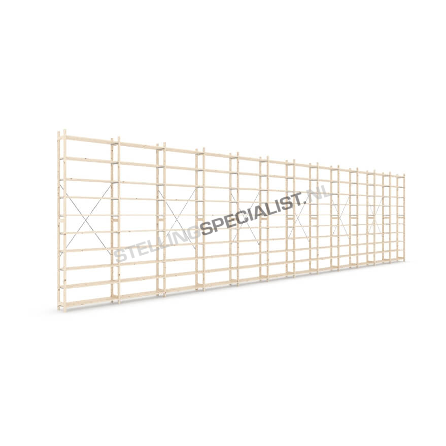 Houten stellingkast Easyrek: 300cm (h) x 30cm (d) x 1203cm (l)