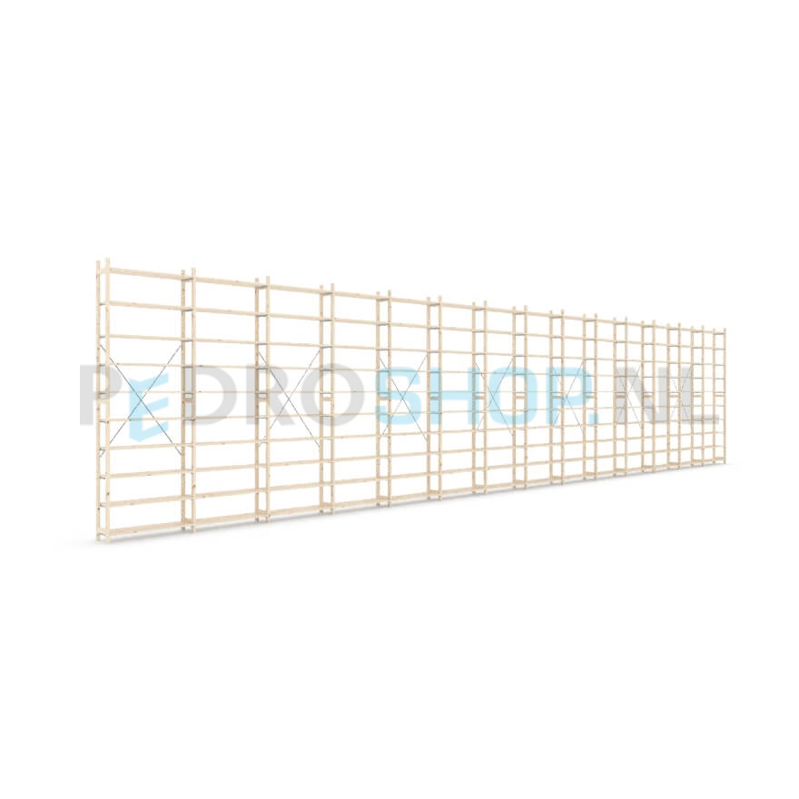 Houten stellingkast Easyrek: 300cm (h) x 30cm (d) x 1403cm (l)